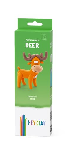HEY CLAY Forest Animals - Claymate Deer - Air Dry Clay Kit 3 cans and Sculpting Tools with Fun Interactive Instructions App - color: Deer