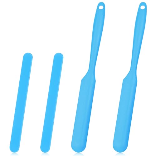 Silicone Stir Sticks Kit for Epoxy, 2pcs Spatula Scraper, 2pcs Large Silicone Resin Stirring Sticks, Reusable DIY Craft Tool for Mixing Resin, Paint, Waxing, Liquid, Set of 4, Blue - color: Blue, size: Large&Medium-4PCS