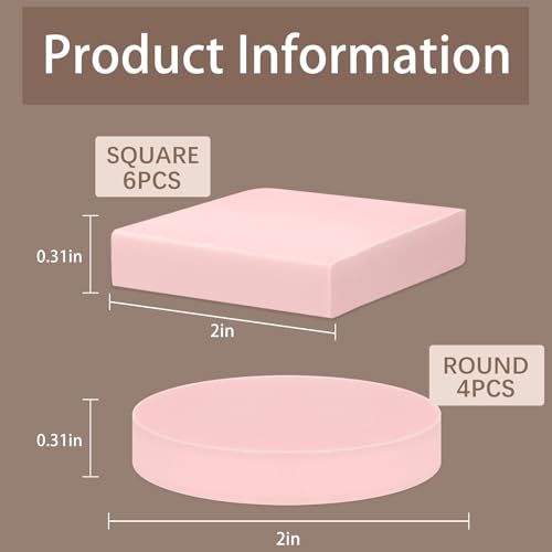 10 Pcs Rubber Stamp Carving Blocks Pink Soft Linoleum Blocks Round 2x2in and Square 2x2 in Carving Kit for Stamp Soft Rubber Crafts and DIY Craft Project - color: 6 Square Pieces 4 Round Pieces