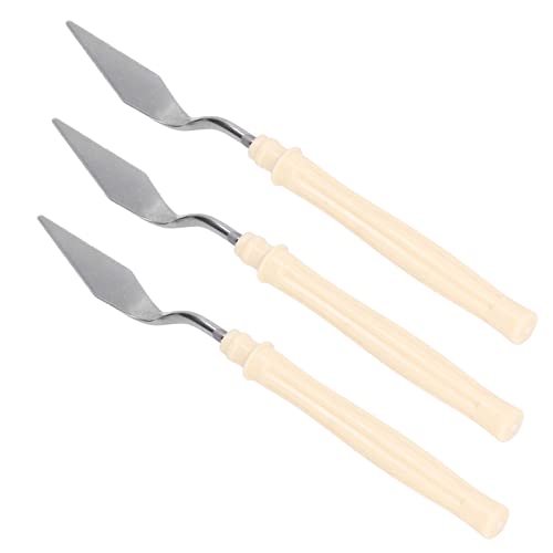 Palette Knife Set Stainless Steel 3PCS for Oil Acrylic Painting with Wood Handle Single Small Pointed Color Mixing Scraper