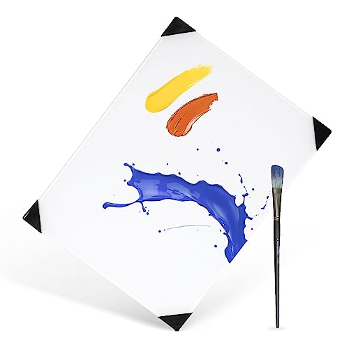 Glass Palette for Oil Painting, 12 x 9 Inches, Ultra White, Easy to Clean - color: 1pc-white, size: 12" x 9" x 0.2"