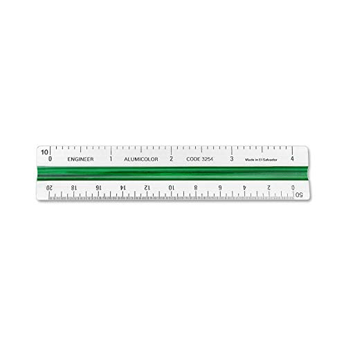 Alumicolor Aluminum Engineer Color-Coded Solid Drafting Scale, 4IN, Silver - size: 4IN, style: Engineer