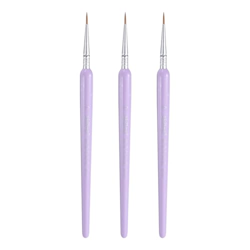 HARFINGTON 3pcs Detail Paint Brushes 9mm Pointed Tip Nylon Hair Miniature Painting Brush for Watercolor Oil Acrylic Painting(0#), Purple - color: Purple, size: 0# 9mm