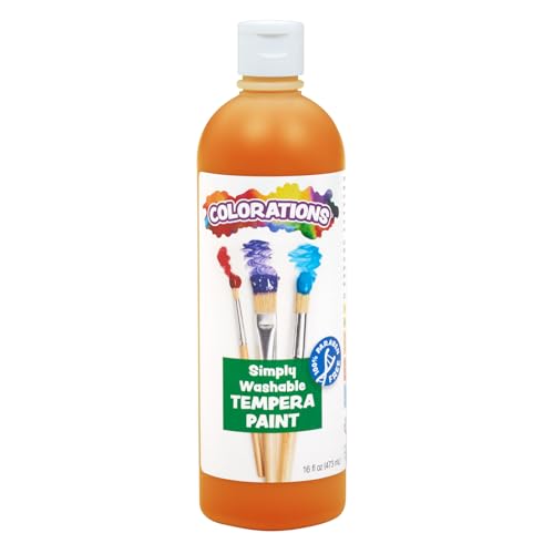 Colorations WSTOR Washable Tempera Paint, 16 fl oz, Orange, Non Toxic, Vibrant, Bold, Kids Paint, Craft, Hobby, Fun, Art Supplies - color: Orange