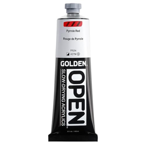 GOLDEN OPEN Slow-Drying Acrylics, Pyrrole Red, 5 fl. oz. Tube - color: Pyrrole Red, size: 5 Fl Oz (Pack of 1)