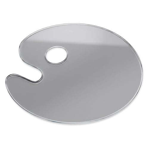 10x14 Inch Handy Oval Natural Grey Tempered Glass Palette | Durable Artist Paint Mixing Pallet for Oil, Acrylic, and Watercolor Painting