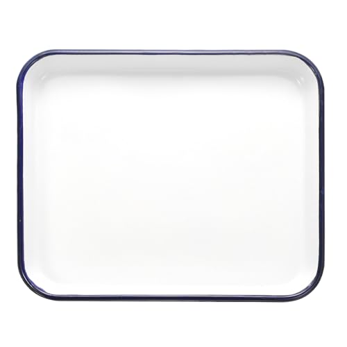 HARFINGTON Butcher Tray Palette 12" x 9.8" (30cm x 25cm) Metal Triple Enamel Coated Rectangular Tray Holder Artist Painter Painting Tool for Art Paint Acrylic Watercolor Mixing - size: 12" x 9.8"