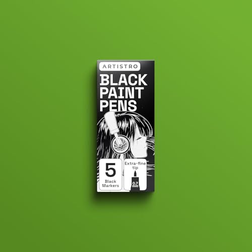 ARTISTRO Black Paint Pens - Extra-Fine Tips - Set of 5 - color: Black