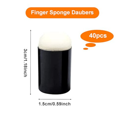 40 Pcs Finger Sponge Daubers with Storage Box for Painting Chalk Ink Card Making Drawing, Finger Painting Sponge Craft Drawing Sponge Dauber Set, Fingerpaint Drawing Sponge Foam