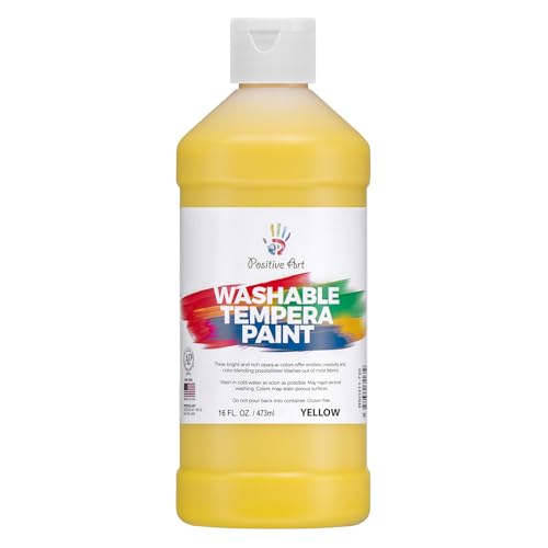 Washable Paint for Kids, 16 Oz Bottle Washable Tempera Paint, Paint for Schools, Classroom Student Paint, Non-Toxic Kids Paint Set Finger Paint - (Yellow) - color: Yellow