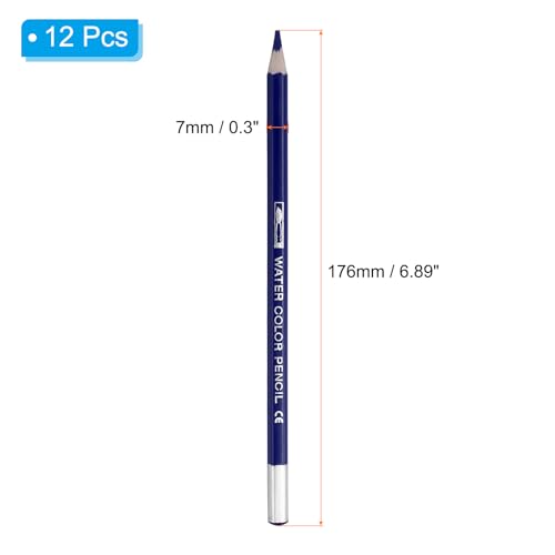 PATIKIL Watercolor Pencil, 12Pcs Water Soluble Pencils for Blending, Coloring, Sketch Drawing, Painting, Dark Blue - color: Dark Blue