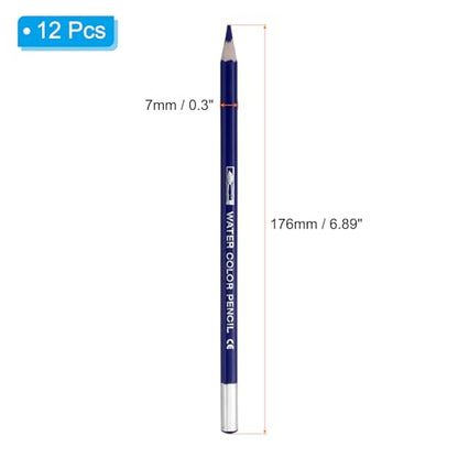 PATIKIL Watercolor Pencil, 12Pcs Water Soluble Pencils for Blending, Coloring, Sketch Drawing, Painting, Dark Blue - color: Dark Blue