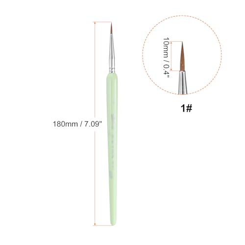 HARFINGTON 6pcs Detail Paint Brushes 10mm Pointed Tip Nylon Hair Miniature Painting Brush for Watercolor Oil Acrylic Painting(1#), Green - color: Green, size: 1# 10mm