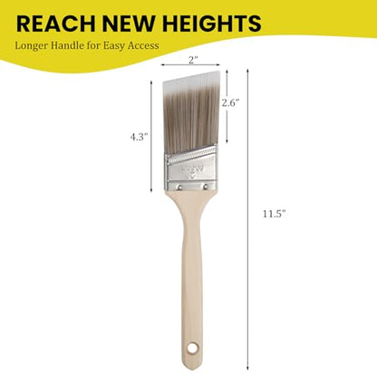 Mister Rui Paint Brush, 2 Inch Angled Synthetic Sash Brush for Walls | Paint Brush for Trim, Cabinets, Door, Ergonomic Long Handle, Smooth Finish for Oil & Latex Paint - size: 1PCS, 2" Angled