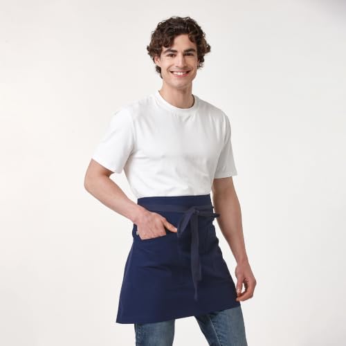 Waist Apron for Men Server Bistro Half 4251BY - color: Navy, size: 1 Pack