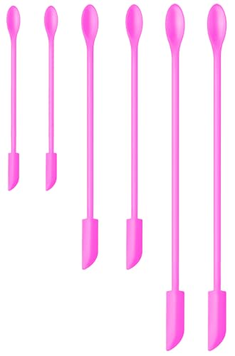 Silicone Spatula Set 6Pcs, Mini Jar Scraper for Makeup & Food | Mini spatulas reach every last drop in jars and bottles, reducing waste for food, cosmetics and personal care products. - color: Pink