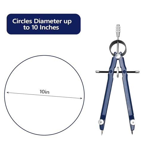 Compass for Geometry, Metal Compass with Extra Refills Compass Drawing Tool for Students Drafting Compass Back to School Supplies (Blue 1pc)