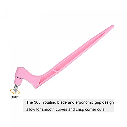 uxcell Craft Cutting Tools, 360 Degree Rotating Blades Stainless Steel Cutter with 15 30 45 Degree Blade for DIY Crafts Stencils Scrapbooks, Pink - color: Pink