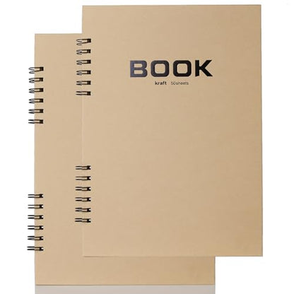 Toned Tan Sketch Book for Artists, 2 Pack 9"x12"Spiral Bound Mixed Media Paper Pad,Hardcover Acid-Free Kraft,A4 Brown Tone Sketch Pad for Drawing, Sketching Painting, Family Albums & More - color: toned tan paper 9x12, 2 pack ﻿