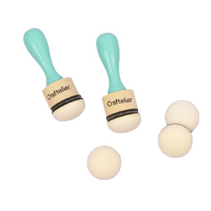 Craftelier - Ink Paints Mixing Blending Tools for Scrapbooking and Other Crafts | Includes 2 Handle Ink Tools + 5 Round Foam Pads Interchangeable of 30 mm Diameter | Turquoise Color - size: Ink and Paints Mixing Blending Tools