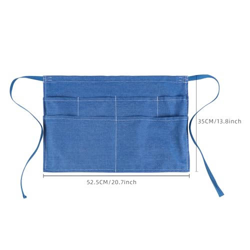 Server Apron with 5 Pockets - Rivet buckle Unisex Short/Half Waiter Waist Short Apron - color: Blue6