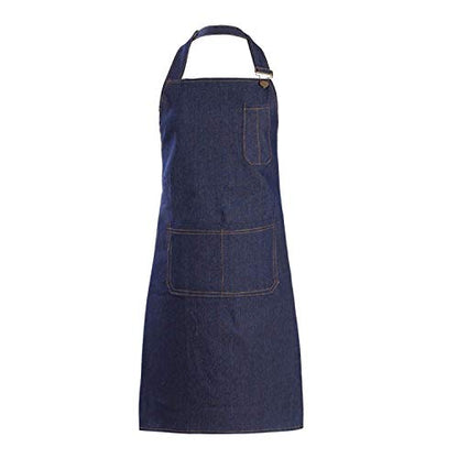Tosewever Canvas Cross Back Chef Cotton Aprons for Men Women with Large Pockets - color: Dark Blue