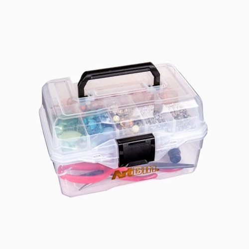 ArtBin 6890AG Small Project Box, Portable Art & Craft Organizer with Lift-Out Tray, [1] Plastic Storage Case, Clear | Lift-Out Tray, 9 x 5.75 x 5.5 Inches, Carry Handle, Secure Latches, Portable Craft Storage, Clear - size: Small