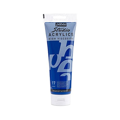 PEBEO Studio Acrylics High Viscosity, Fine Acrylic, 250 ml - Phthalocyanine Blue,169-017 - color: Phthalocyanine Blue