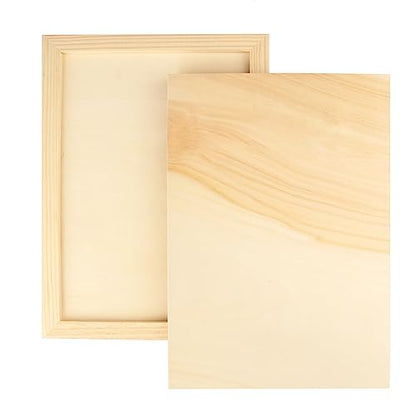 GNIEMCKIN 12 Pack Wood Canvas Boards for Painting, 9 x 12 Inch Canvas Panels for Art Projects, Cradled Artist Panels for Oil, Acrylic, Encaustic, Wood Burning, Pouring and More - size: 12 Pack