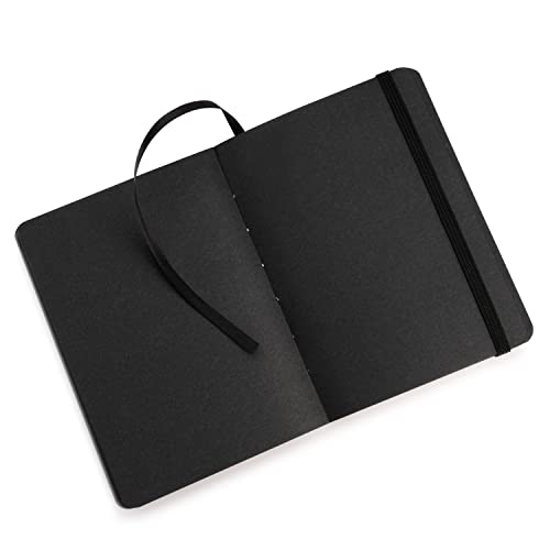 Pentalic - 4" x 6" Traveler Midnight Sketch Black Paper Journal, 160 Pages, Black - size: 4-inch x 6-inch, Black