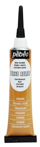 Pebeo Vitrail, Cerne Relief Dimensional Paint, 20 ml Tube with Nozzle - Vermeil Gold, 0.68 Fl Oz (Pack of 1) - color: Vermeil Gold, size: 0.68 Fl Oz (Pack of 1)