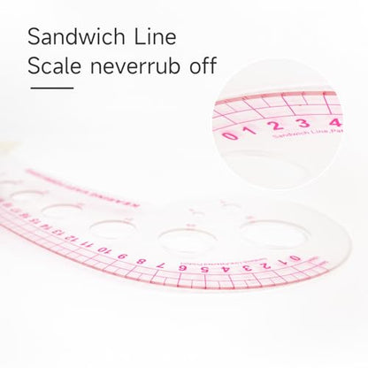 KEARING 32cm Metric French Curve Ruler - Clear Plastic Sewing Pattern Tool - style: 6132(32cm)