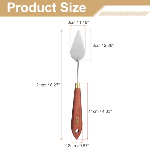 HARFINGTON Palette Knife Painting Tool 2.36" x 1.18" Stainless Steel Teardrop Blade 8.27" Length Spatula Painting Pallet Knives with Hole Beech Wood Handle for Oil Acrylic Canvas, Red/Silver - size: 8.27" x 1.18" x 2.36"