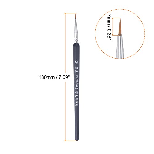HARFINGTON 5pcs Detail Paint Brushes 7mm Pointed Tip 180mm Length Nylon Hair Miniature Painting Brush for Watercolor Oil Acrylic Painting(00#), Black - color: Black, size: 00# 7mm