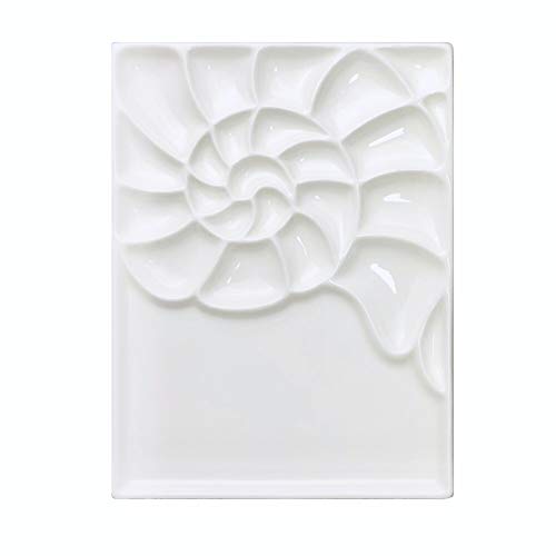 Bower Bird Ceramic Watercolor Palette,Conch Artist Professional Porcelain Palettes for Painting,for Acrylic,Gouache,Watercolor,Painting,Ceramic Mixing Tray (Porcelain)