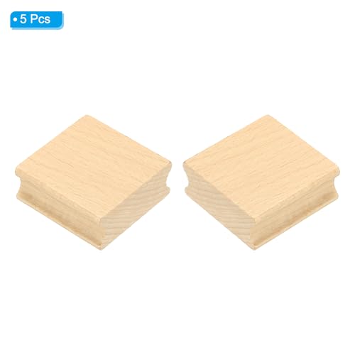 PATIKIL 50x50mm Blank Wood Rubber Stamp Mounts, 5Pcs Wooden Rubber Stamp Handle Hard Wooden Blocks for Making DIY Crafting, Brown - size: 50x50mm