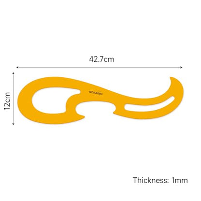 KEARING 42cm Large French Curve Ruler - Flexible Orange Sewing Template | Extra-long 42cm flexible transparent orange PVC curve template with protective vinyl case for sewing pattern making - style: 1312