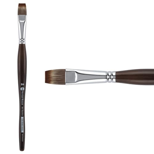 Borciani e Bonazzi Unico Synthetic Mongoose Artist Paint Brush - Series 801 Flat - Size #16 - Watercolors, Oil & Acrylic Paint - Handcrafted in Italy, Anti-Roll Design, Ergonomic Medium Handle - size: 16