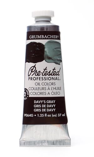 Grumbacher Pre-Tested Oil Paint, 37ml/1.25 Ounce, Davy's Gray (P064G) - color: Davy's Gray, size: 1.25 Ounce (Pack of 1)