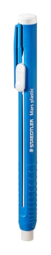 STAEDTLER Mars Plastic Eraser Pen with Refillable Holder, German-Made Eraser for Pencils, Smudge-Free & Tear-Free Precision, Retractable Design with Clip, Blue - style: Eraser Pen
