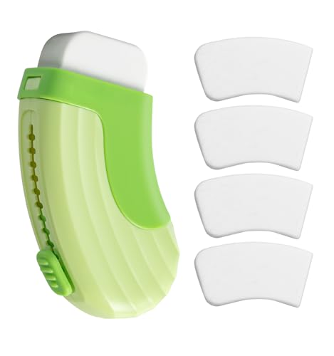 4+1 Pack Rubber Erasers Sliding Retractable Eraser - Green | Large White Erasers with 4 Refill Eraser for School Office Home Supplies Art Drawing, Push Pull Pencil Erasers for Kids Teens - color: Green