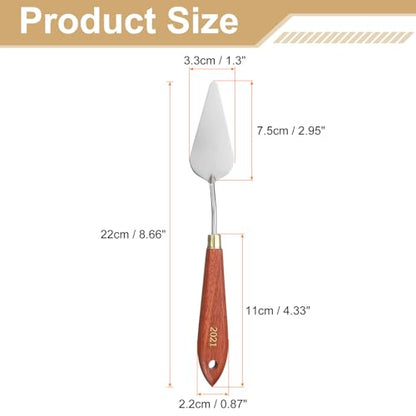 HARFINGTON Palette Knife Painting Tool 2.95" x 1.3" Stainless Steel Teardrop Blade 8.66" Length Spatula Painting Pallet Knives with Hole Beech Wood Handle for Oil Acrylic Canvas, Red/Silver - size: 8.66" x 1.3" x 2.95"