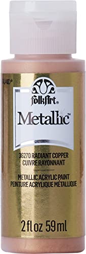 FolkArt Metallic Acrylic Craft Paint, Radiant Copper 2 fl oz Premium Metallic Finish Paint, Perfect For Easy To Apply DIY Arts And Crafts, 36270 - color: Radiant Copper, size: 2 Fl Oz (Pack of 1)