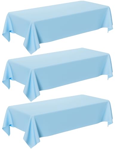 Light Blue Tablecloth - 3 Pack 54" × 108" Rectangle Disposable Light Blue Plastic Table Cloth, Waterproof Table Cover for Party, Holiday & Gathering Use - color: Light Blue