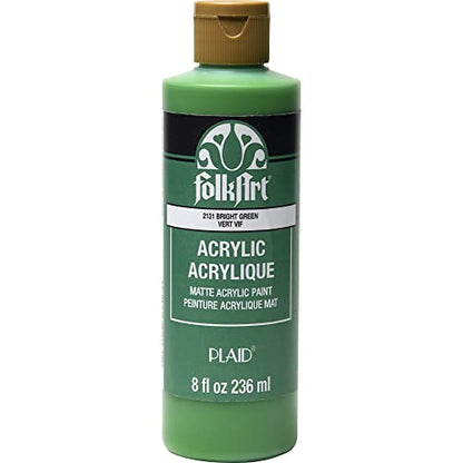 FolkArt Matte Acrylic Craft Paint, 8 oz, Bright Green - color: Bright Green, size: 8 Fl Oz (Pack of 1)