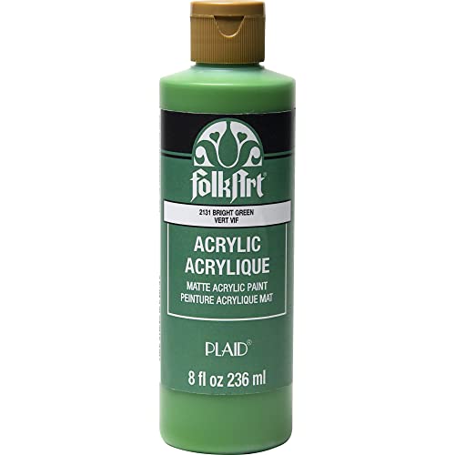 FolkArt Matte Acrylic Craft Paint, 8 oz, Bright Green - color: Bright Green, size: 8 Fl Oz (Pack of 1)
