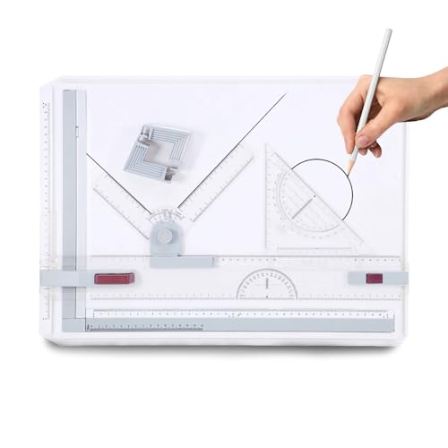 Zerone A3 Drafting Table Drawing Board, 20.1" x 14.4" Inch Scale Drafting Graphic Architectural Sketch Table, Portable Lightweight Sketch Set for Architecture Artist Students Beginners