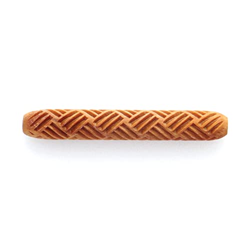 MKM Pottery Tools Wood Hand Rollers for Clay (HR-23 Basketweave) - size: HR-23 Basketweave