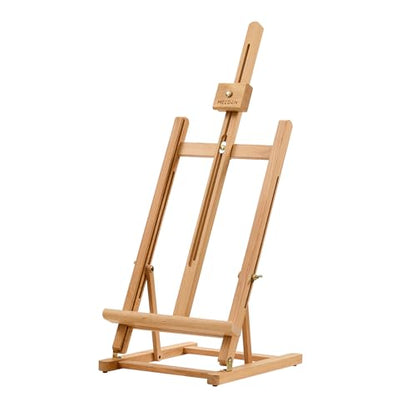 MEEDEN Large Wooden Tabletop H-Frame Easel, 38'' High, Solid Beech Wood Table Easel for Painting Canvas 22'' Max, Studio Desktop Art Easel Stand for Painting & Displaying,for Artists & Beginners