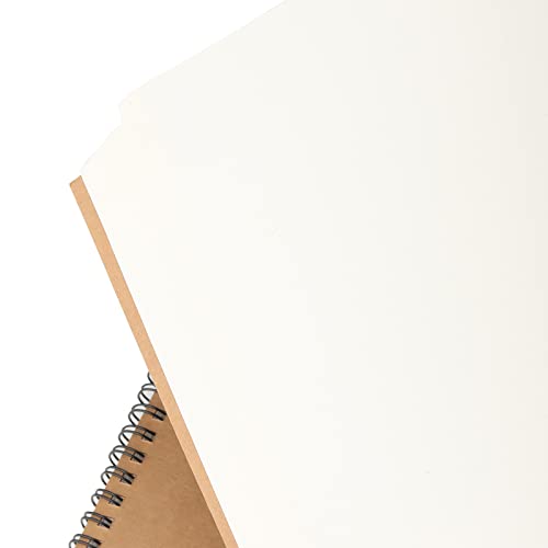 SENJEOK 2 PCS A3 Spiral Bound Drawing Pad, 11.7 x 16.5 Inch Brown Cover Sketchbook, A3 Landscape Sketch Pad for Painting, Doodling, 30 Sheets 60 Pages - size: A3